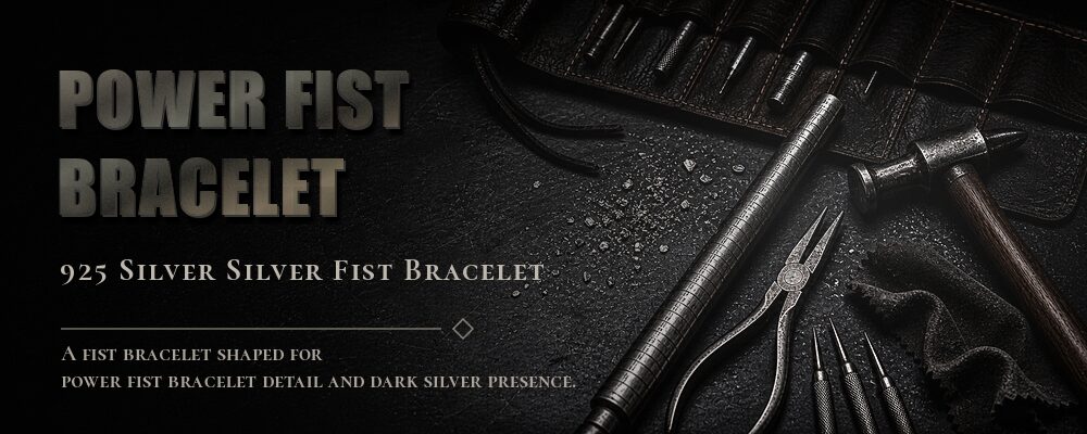 power fist bracelet 999 Sterling Silver as listed jewelry workshop tools banner