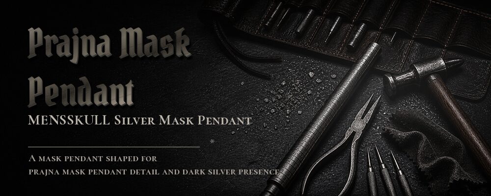 prajna mask pendant material details should be confirmed from the current product options jewelry workshop tools banner