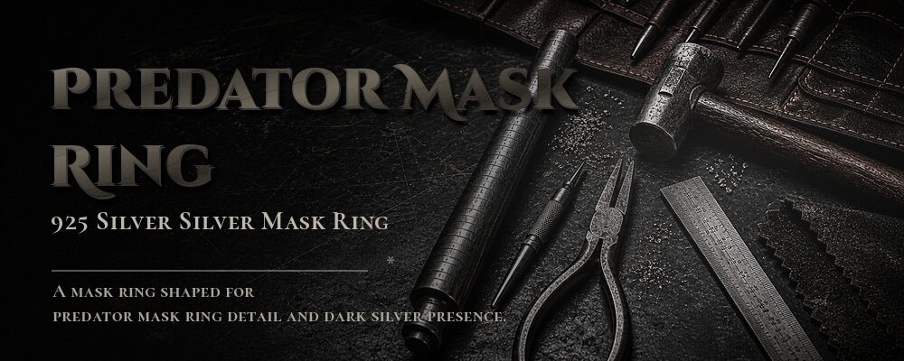 predator mask ring 925 Sterling Silver as listed jewelry workshop tools banner