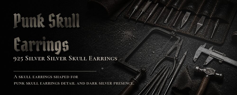punk skull earrings 925 silver as listed jewelry workshop tools banner