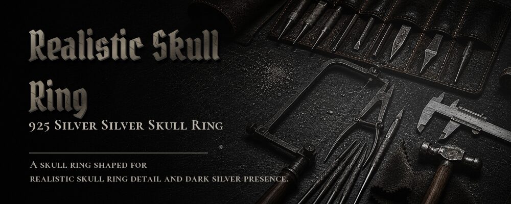 realistic skull ring 925 silver as listed jewelry workshop tools banner