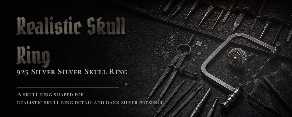 realistic skull ring 925 silver as listed jewelry workshop tools banner