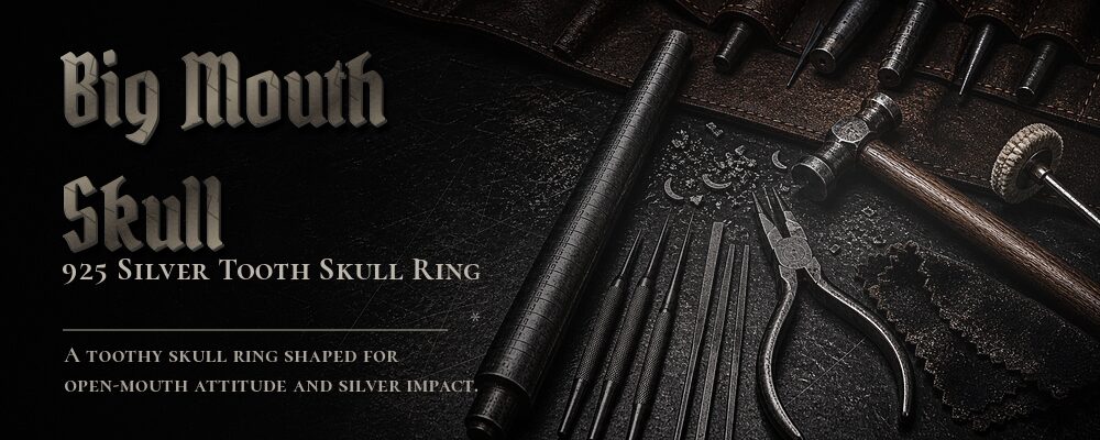 big mouth skull ring 925 silver as listed by product title/category context; confirm current page facts before ordering metalsmith tools workshop banner