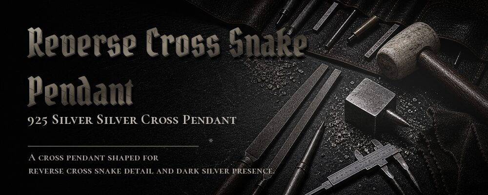 reverse cross snake pendant 925 Silver as listed jewelry workshop tools banner