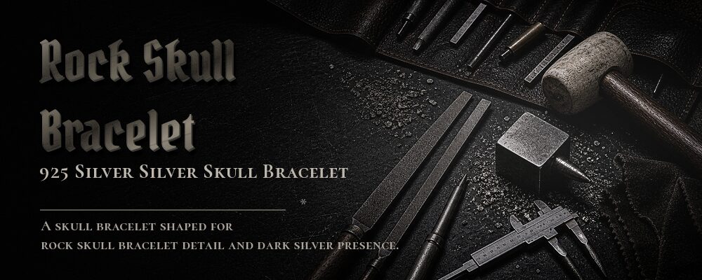 rock skull bracelet 925 SILVER as listed jewelry workshop tools banner