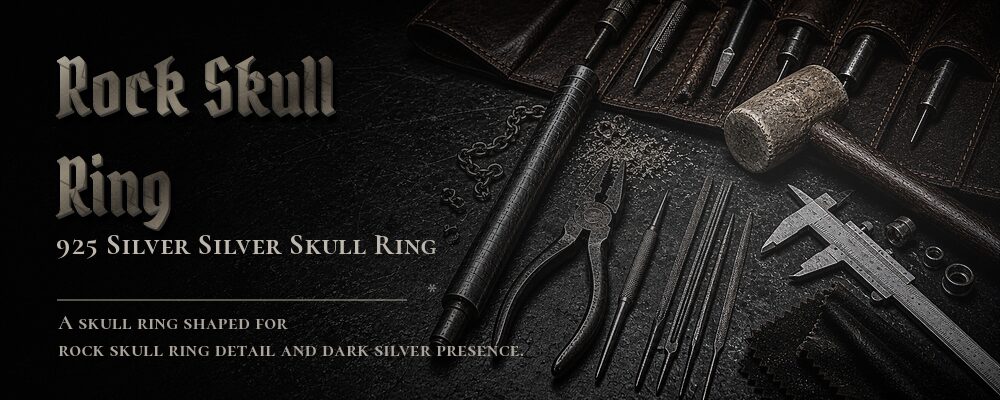 rock skull ring 925 silver as listed jewelry workshop tools banner
