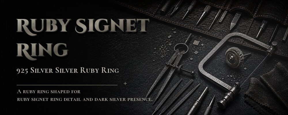 ruby signet ring 925 Silver as listed jewelry workshop tools banner