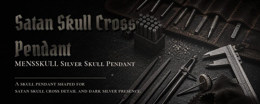 satan skull cross pendant material details should be confirmed from the current product options jewelry workshop tools banner
