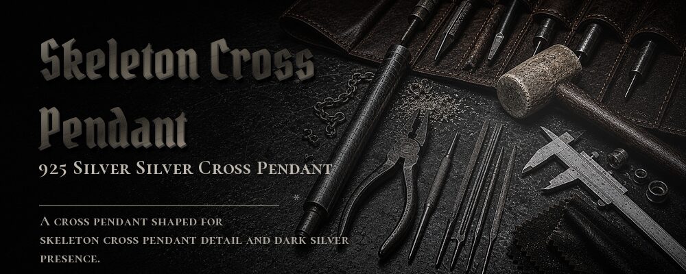 skeleton cross pendant 925 Silver as listed jewelry workshop tools banner