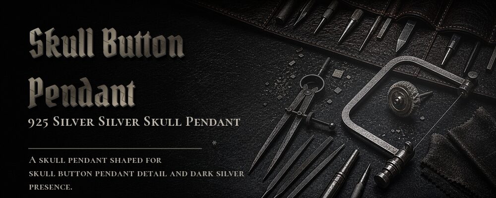 skull button pendant 925 SILVER as listed jewelry workshop tools banner