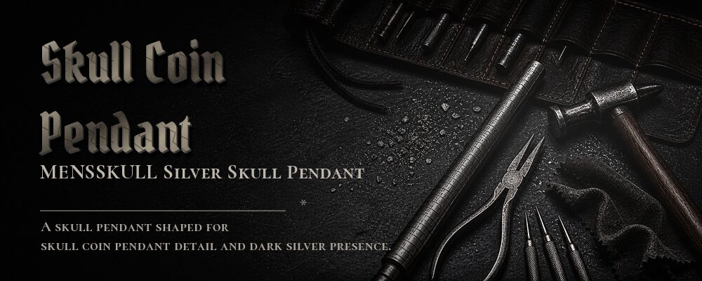 skull coin pendant material details should be confirmed from the current product options jewelry workshop tools banner