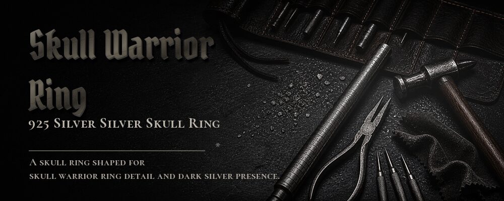 skull warrior ring 925 Sterling Silver as listed jewelry workshop tools banner