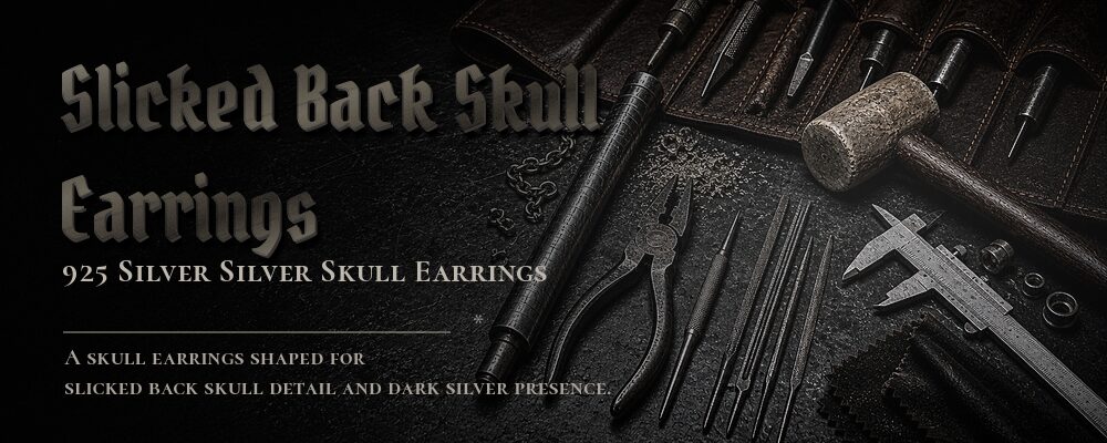 slicked back skull earrings 925 silver as listed jewelry workshop tools banner