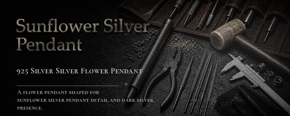 sunflower silver pendant 925 Silver as listed jewelry workshop tools banner