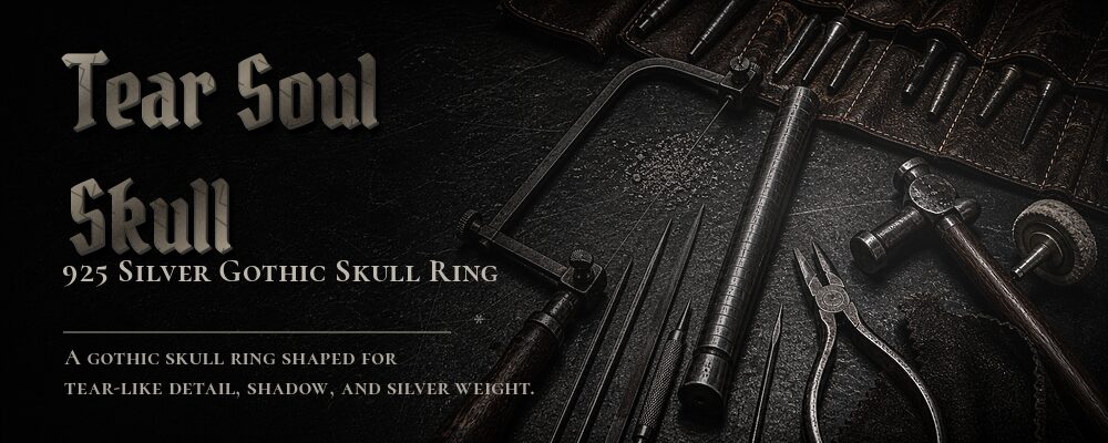 tear soul skull ring 925 silver metalsmith tools workshop banner