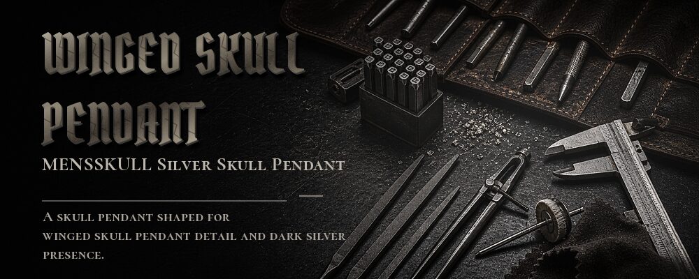 winged skull pendant material details should be confirmed from the current product options jewelry workshop tools banner