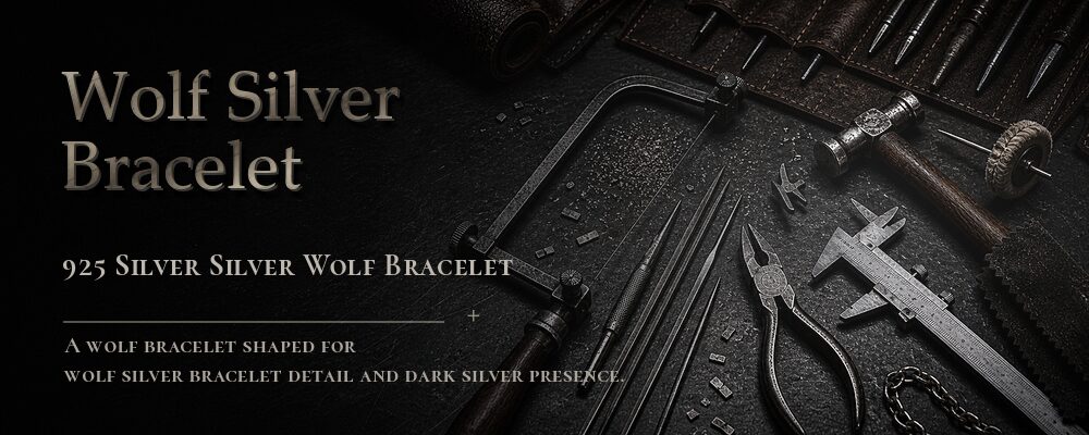 wolf silver bracelet 92.5% Sterling Silver as listed jewelry workshop tools banner