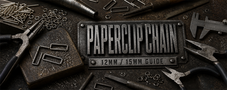 MENSSKULL paperclip chain guide dark silver chain-making workshop banner