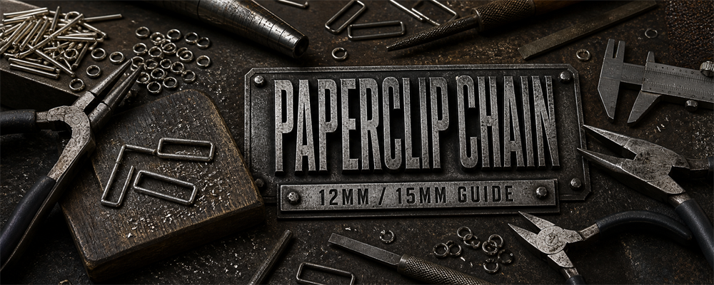 MENSSKULL paperclip chain guide dark silver chain-making workshop banner