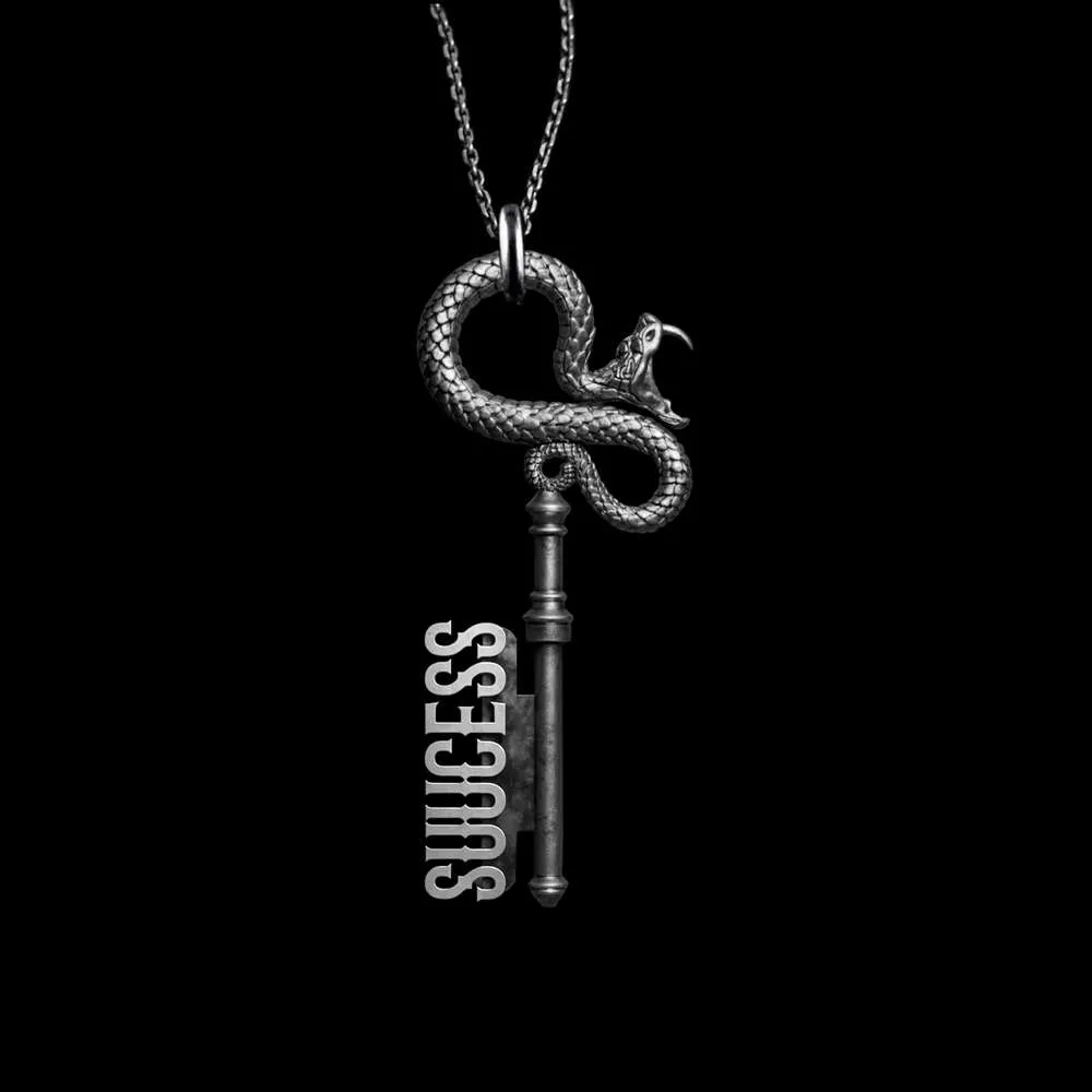 Custom Name Necklace – 925 Silver Snake Key Pendant Gift