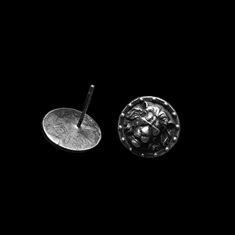 Lion shield stud earrings 925 Silver Lion earrings