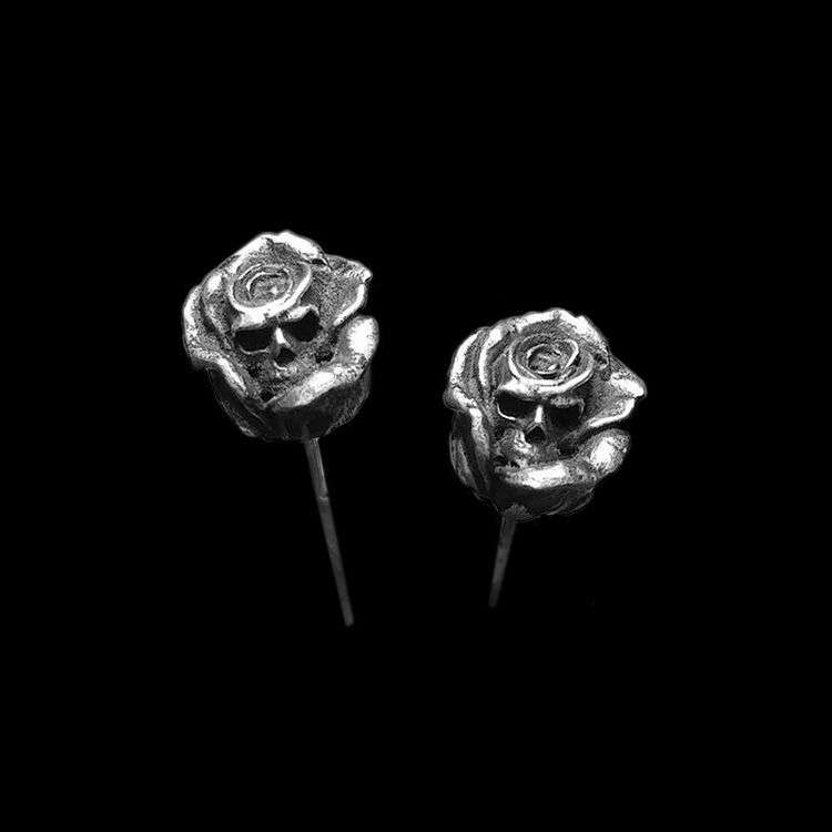Death rose stud earrings 925 Sterling Silver rose earrings