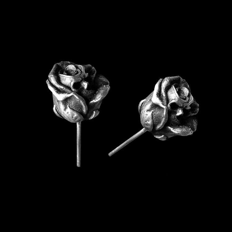 Death rose stud earrings 925 Sterling Silver rose earrings