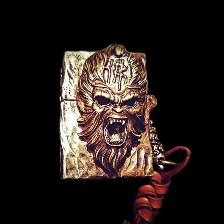 Monkey King Brass Zippo Case - Hand Carved Lighter Cover
