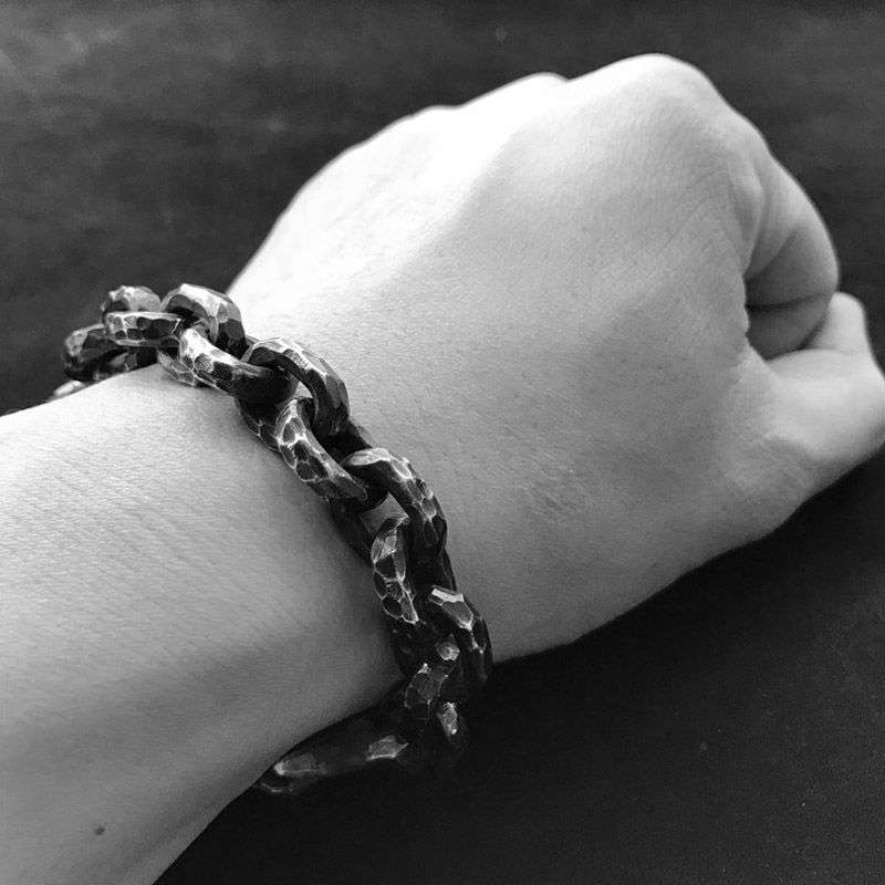 Knife marks mens silver bracelet uniquely masculine appeal