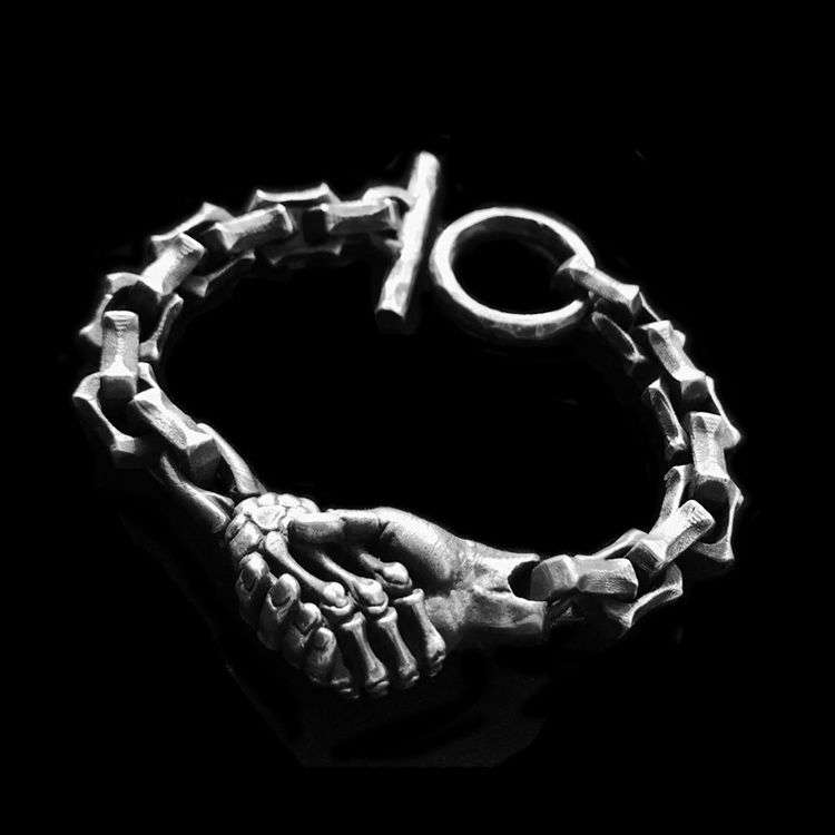 The deal with the devil 925 silver Skull Bracelet
