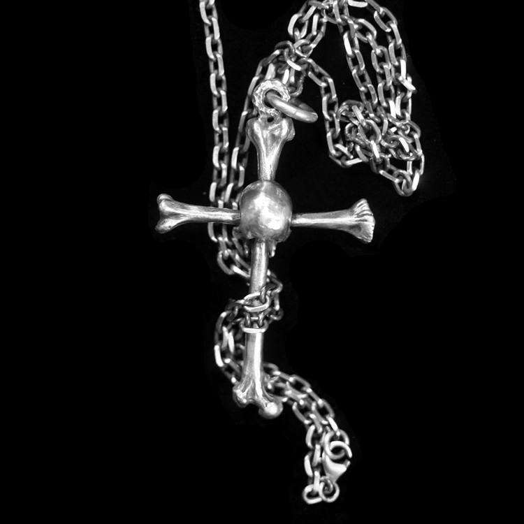 Skull Silver Cross Pendant 925 silver Skull necklace Pendant