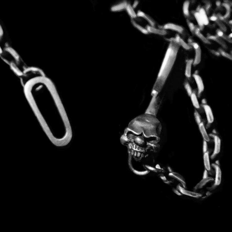 Silver skull hook necklace Handmade Silver Skull necklaces