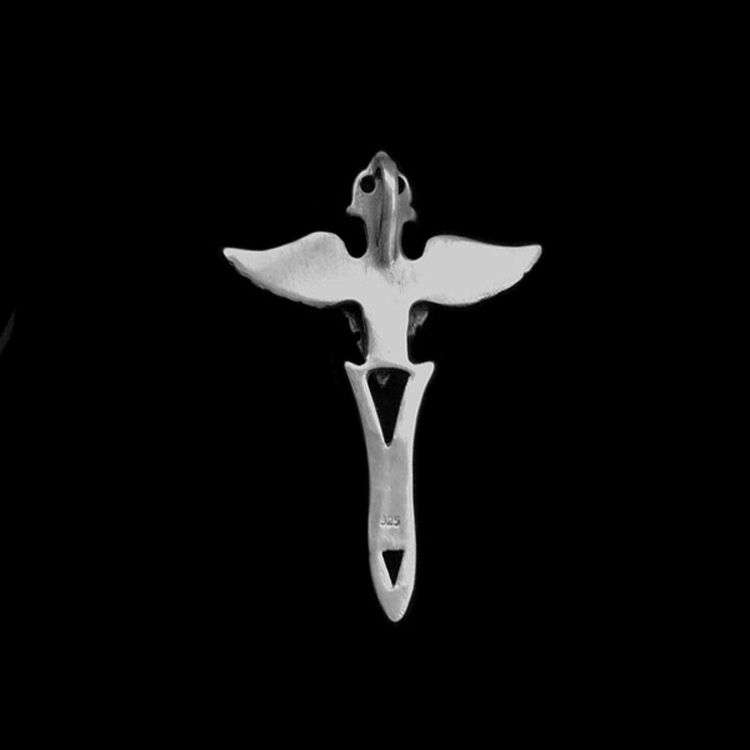 Angel silver cross pendant Cupid pendant necklace