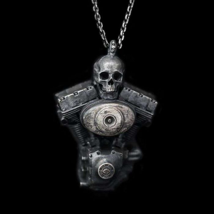 Engine skull pendant 925 Sterling Silver skull engine pendants SSP119