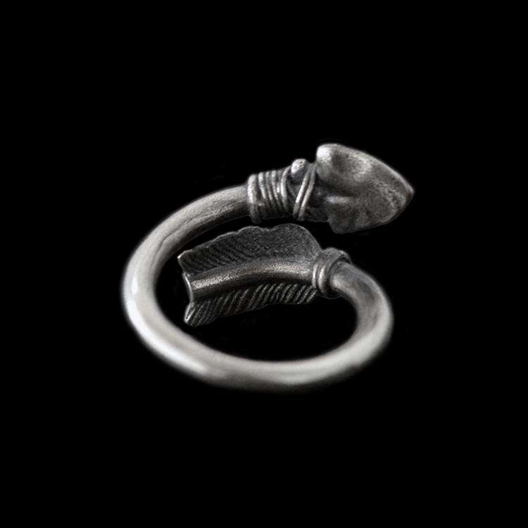 Stone Arrow ring 925 Silver Indian spear rings Arrow of victory mens pinky rings