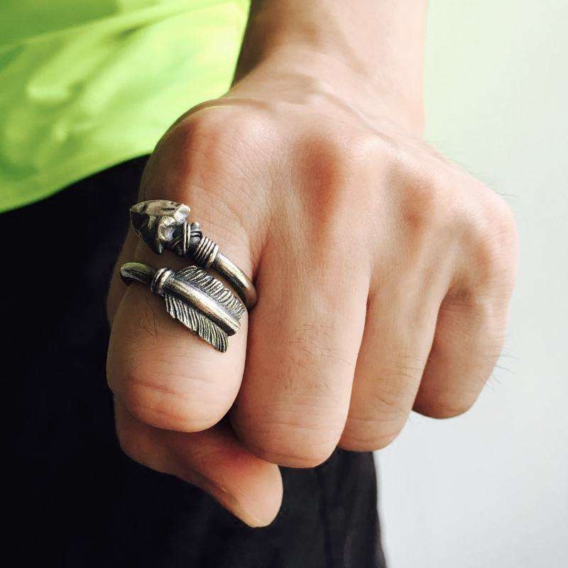 Stone Arrow ring 925 Silver Indian spear rings Arrow of victory mens pinky rings