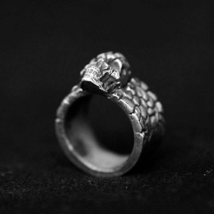 Skull rings Silver Skull mens pinky rings