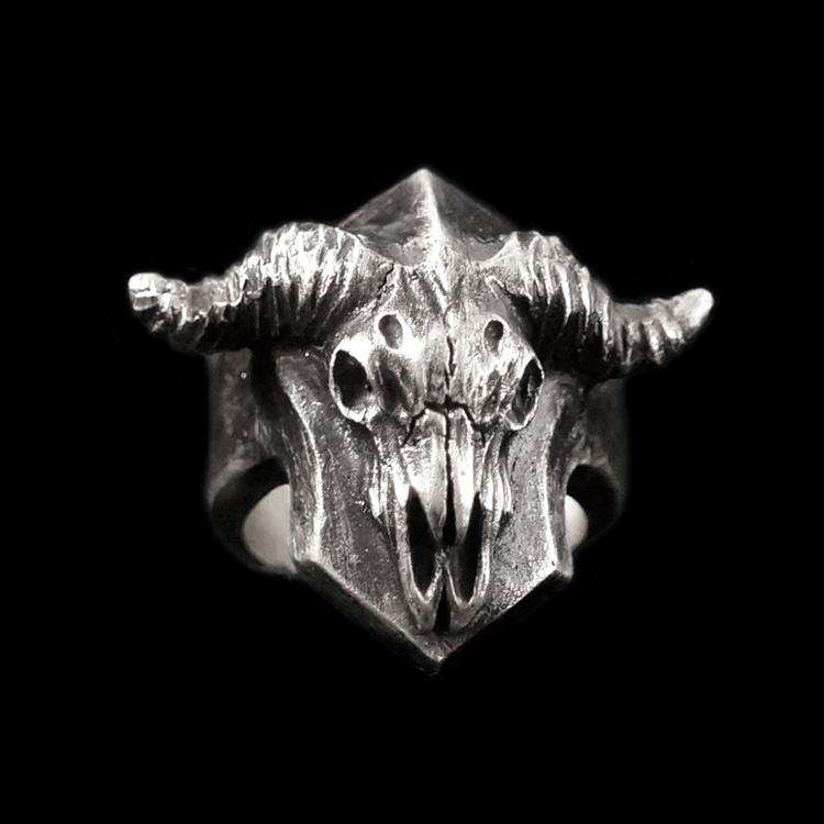 Sheep bone shield ring 925 silver Patron saint Sheep head ring SSJ99