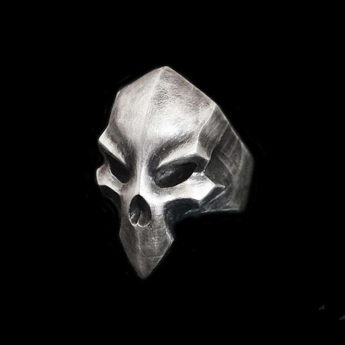 Death Skull Ring - Heavy 925 Silver Hand Carved Gothic Collector's Jewelry