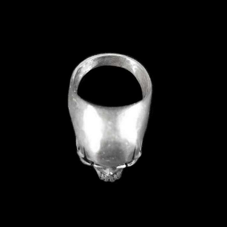 Scarred Skull Men's Ring – Edgy 925 Silver Gothic Band for Rebellious Style