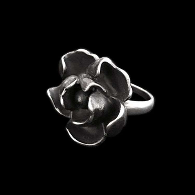 Rose Flower Ring - Heavy 925 Silver Blooming Gothic Collector's Artifact