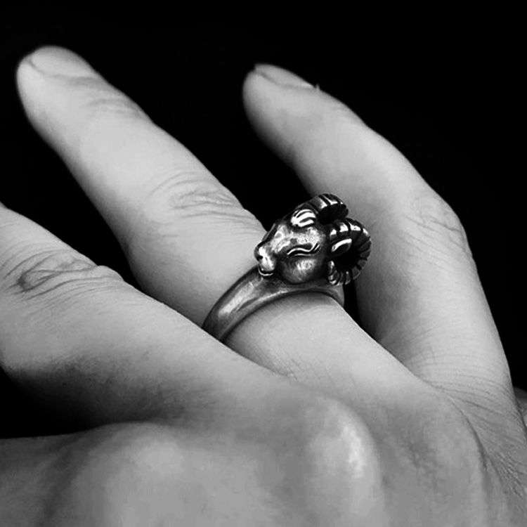 Sheep ring 925 silver Ram rings SSJ152