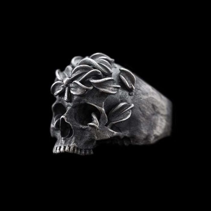 Mens Skull rings 925 Silver International standard Equinox Flower Skull rings SSJ82