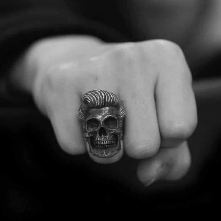 Elvis Head Skull Ring - Heavy 925 Silver Collector's Rock n' Roll Artifact