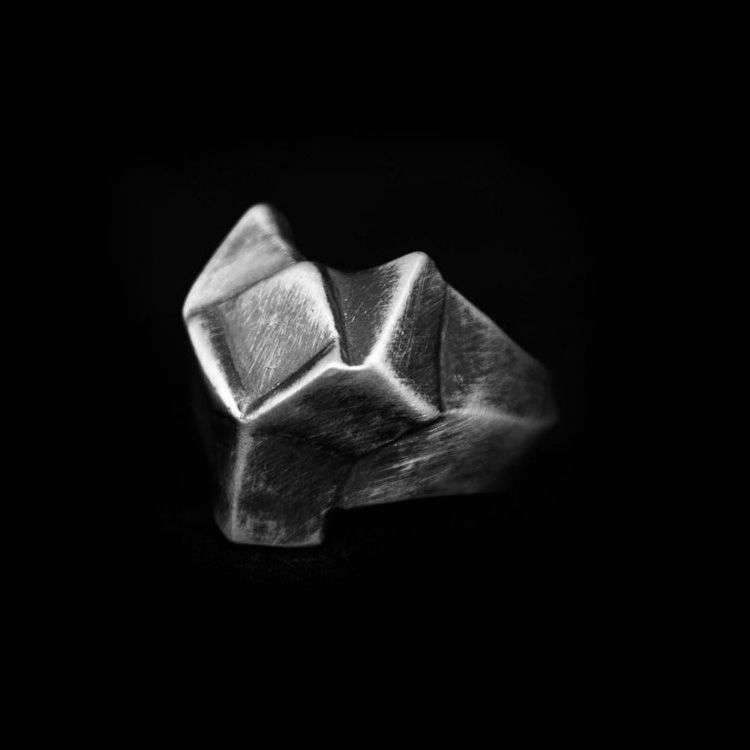 Silver Fox ring 925 Silver polygon lowrie mens pinky rings