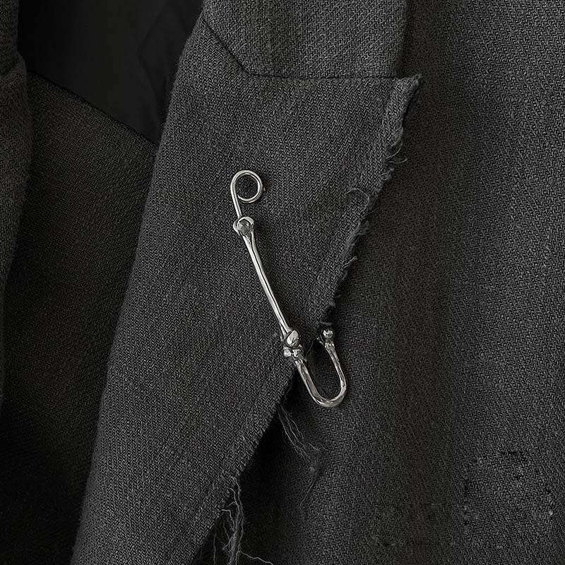 Bone brooch 925 silver skull pin mens brooch