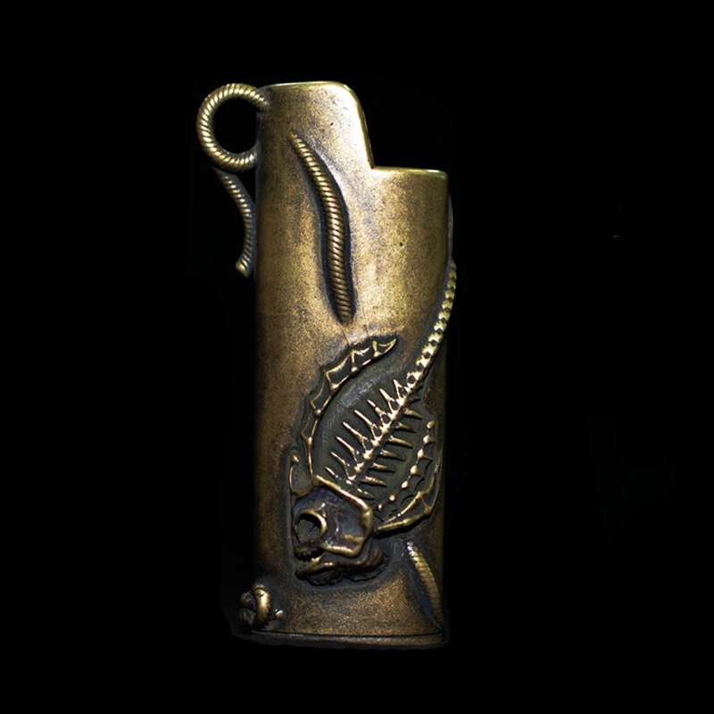 Brass Grasshopper Lighter Case | Hand-Engraved BIC Cover
