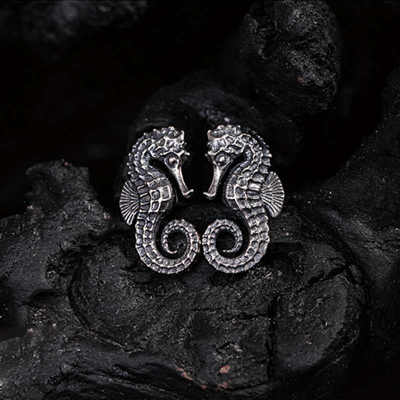 Elegant Seahorse Stud Earrings | Handcrafted 925 Sterling Silver Jewelry for Women