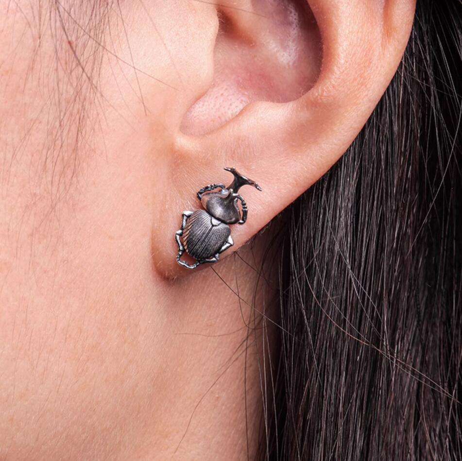 Charming Lady Beetle Stud Earrings | Handmade 925 Sterling Silver Nature-Inspired Jewelry