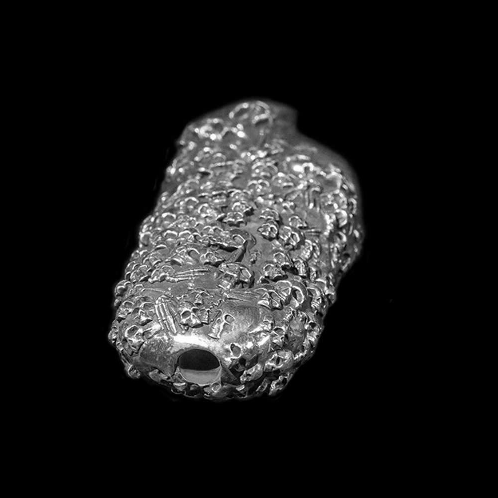 Skull Sterling Silver BIC Lighter Case - Hand Engraved Cover